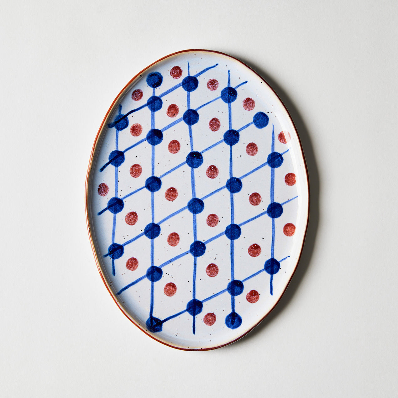 Vandvid Large Oval Serving Plate, Lines and Dots