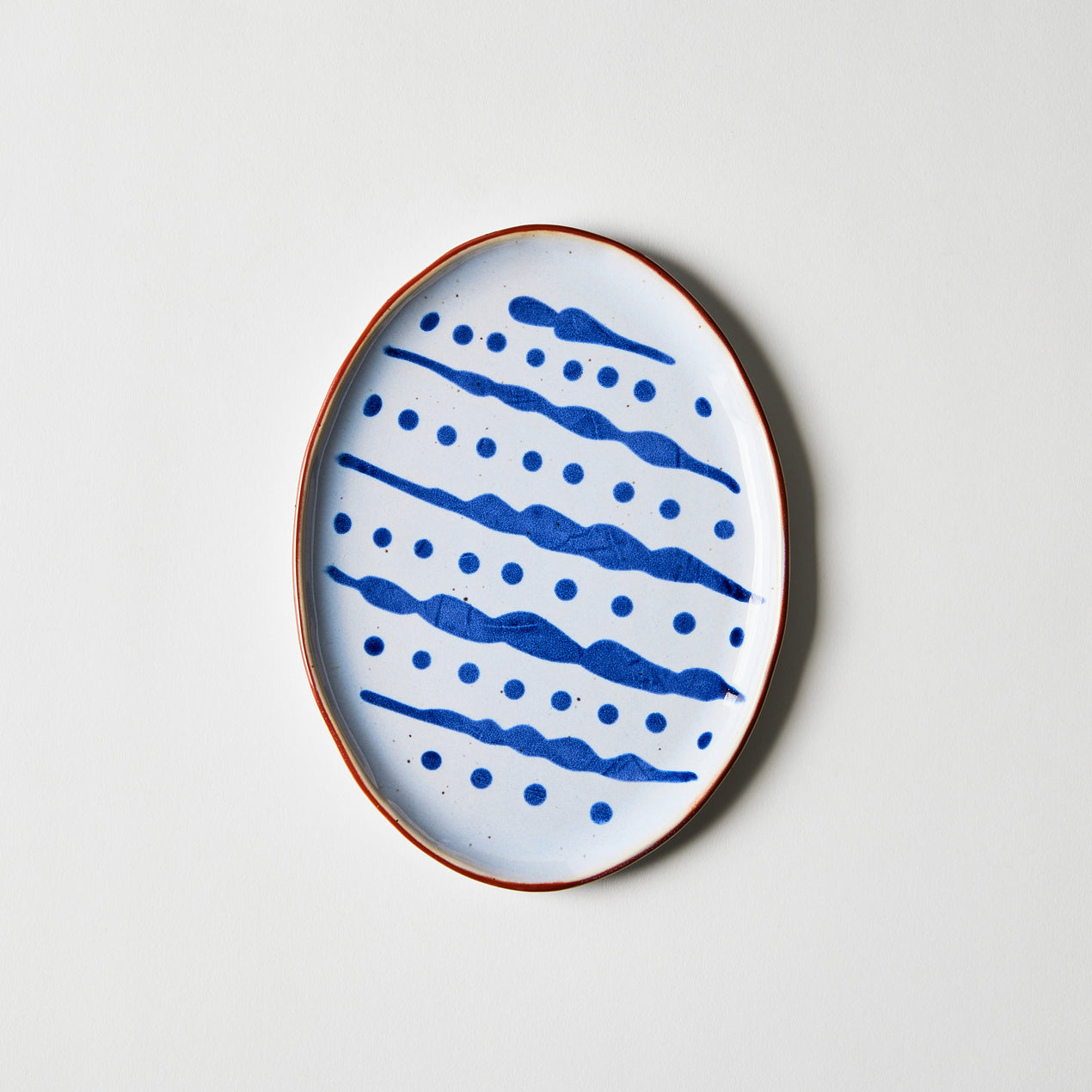Vandvid Small Oval Plate, Lines and Dots